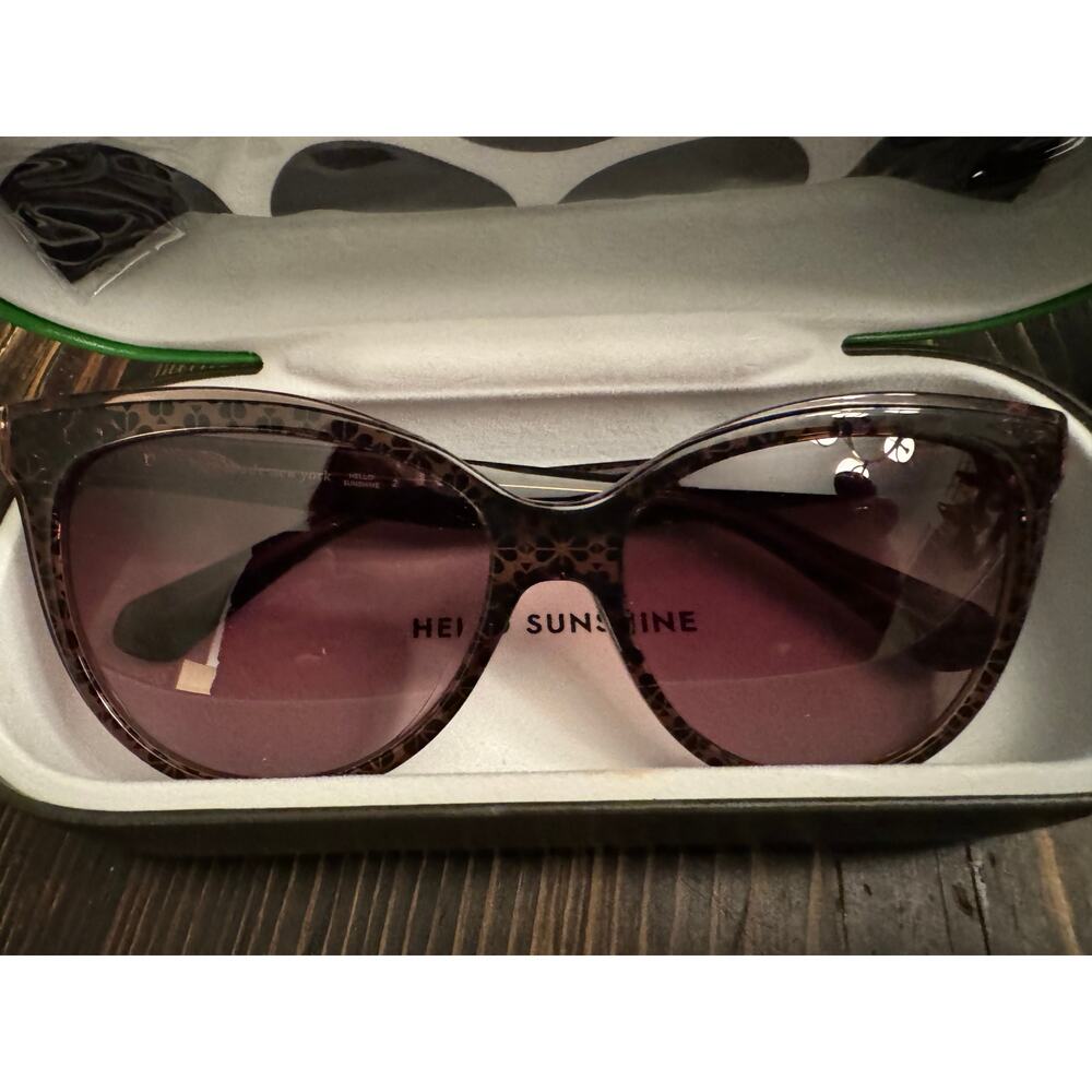 Kate Spade NWOT Brown Pattern 56mm Daesha Cat Eye Sunglasses - Picture 3 of 8
